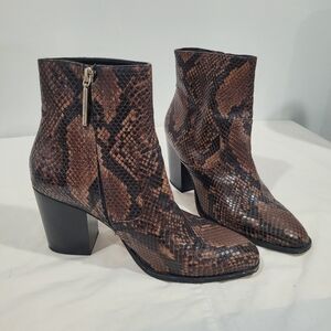 Zara Brown Snake Print Ankle Boots